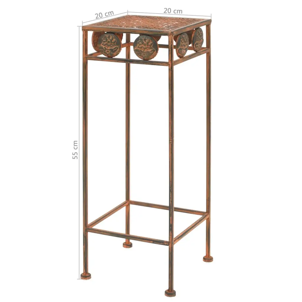 Plant Stand Set 3 Pieces Antique Look Metal Decorative Home Garden Brown