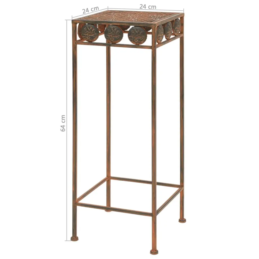 Plant Stand Set 3 Pieces Antique Look Metal Decorative Home Garden Brown