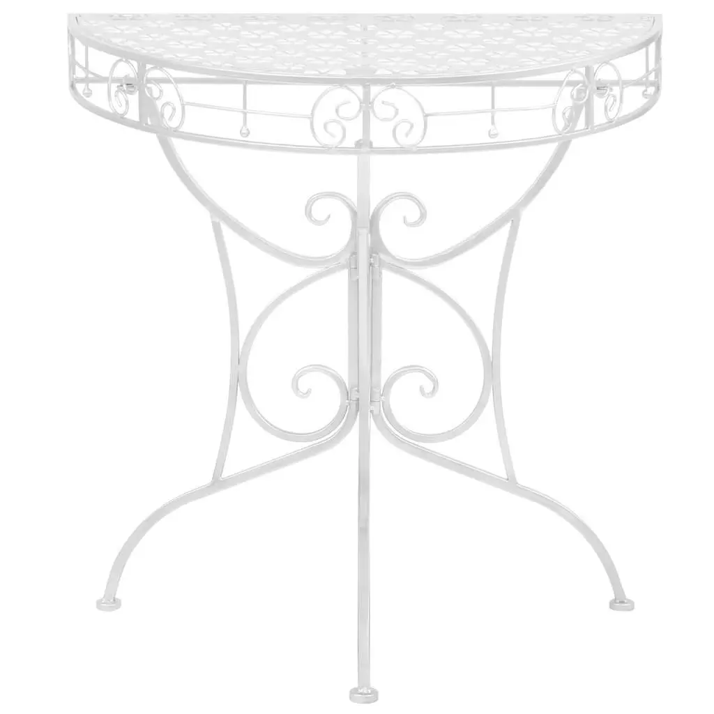 Half Round Side Table Vintage Style Display Silver 72x36x74cm