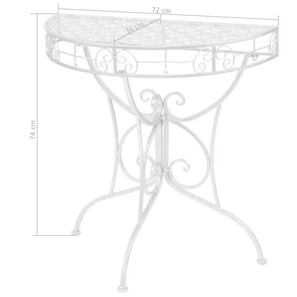 Half Round Side Table Vintage Style Display Silver 72x36x74cm