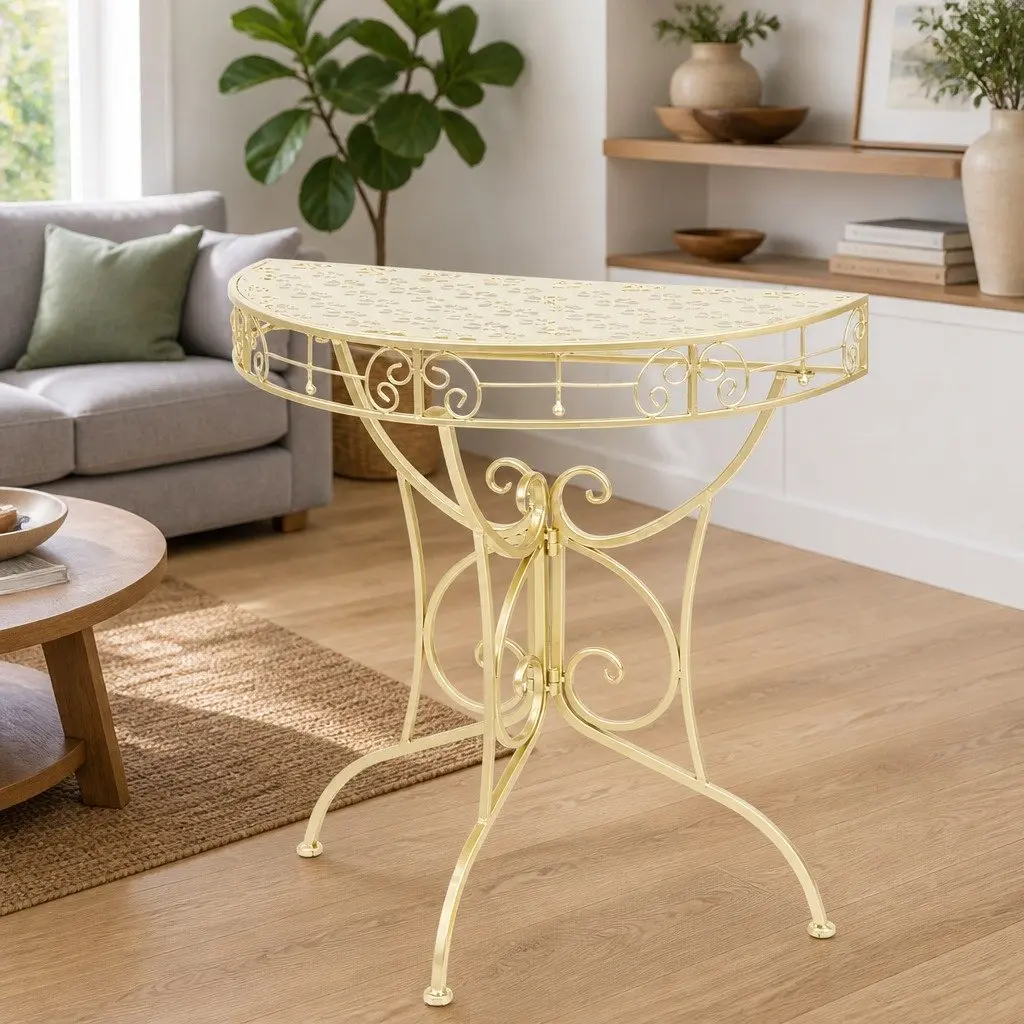 Half Round Side Table with Vintage Charm