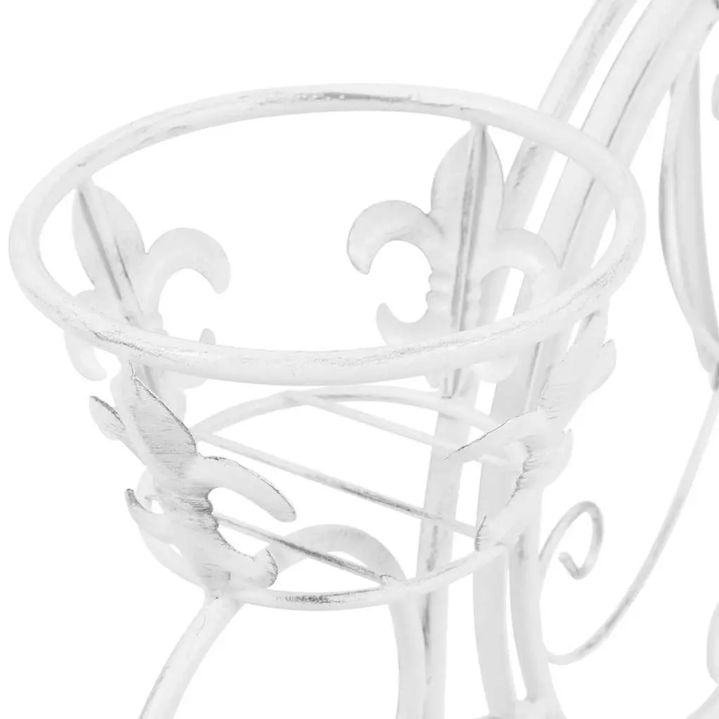 Bicycle Shape Plant Stand Metal 3 Holders Vintage Style White Indoor Garden
