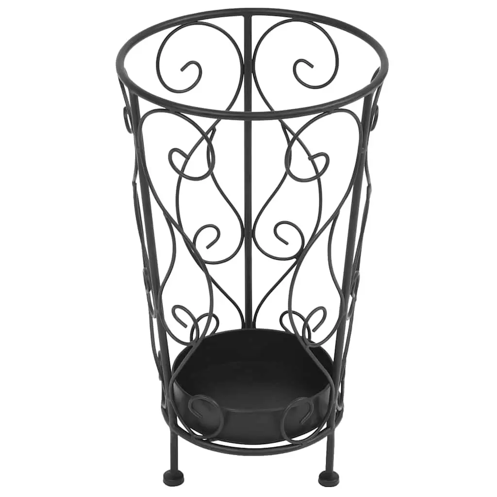 Umbrella Stand Metal Vintage Style Holder with Drip Tray 26 x 46 cm Black