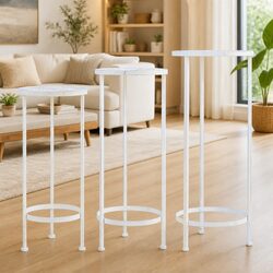 Charming Antique White Plant Stand Set for Home Decor