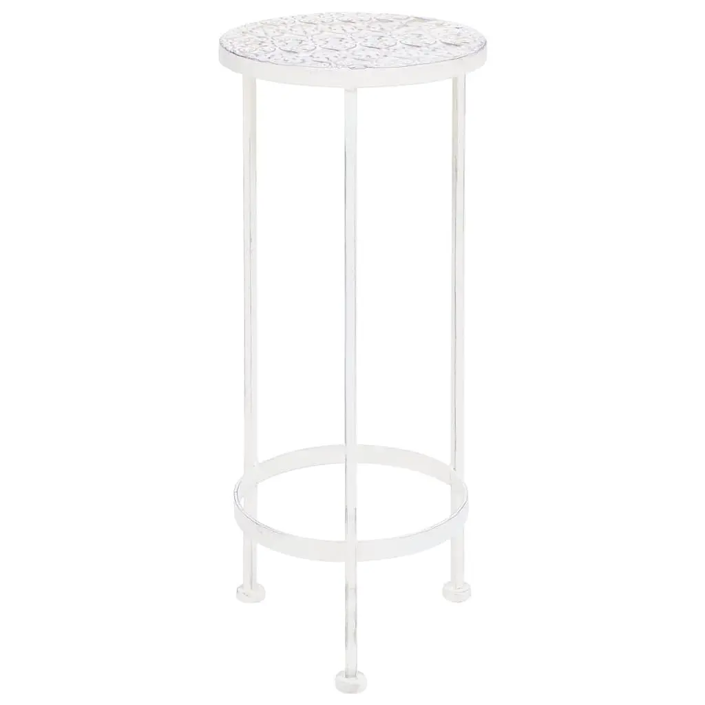Plant Stand Set 3 Pieces Metal Antique White Vintage Nesting Garden Decor