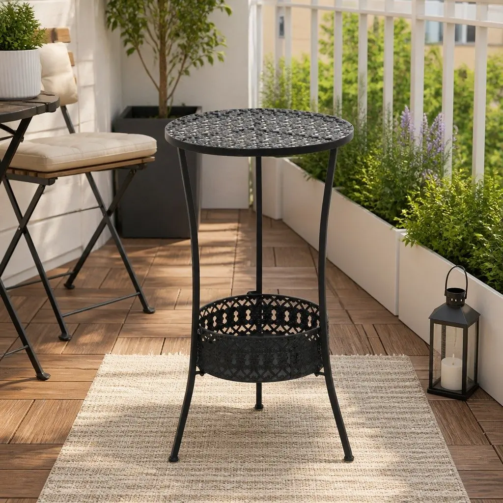 Bistro Table Outdoor Dining 40x70 cm Black Metal Antique Style