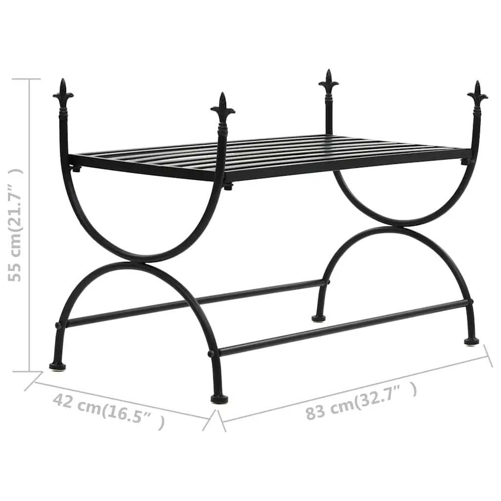 Metal Bench Vintage Style Kitchen Dining Room Furniture Black