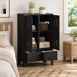 Reliable Wardrobe Cabinet with Industrial Flair