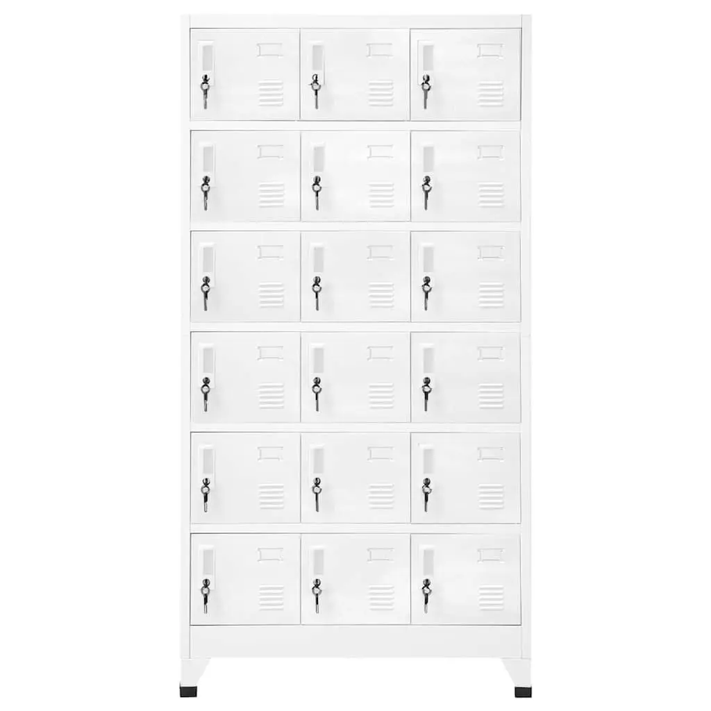 Metal Locker Cabinet 18 Compartments Lockable Doors Storage Grey 90W x 40D x 180H cm