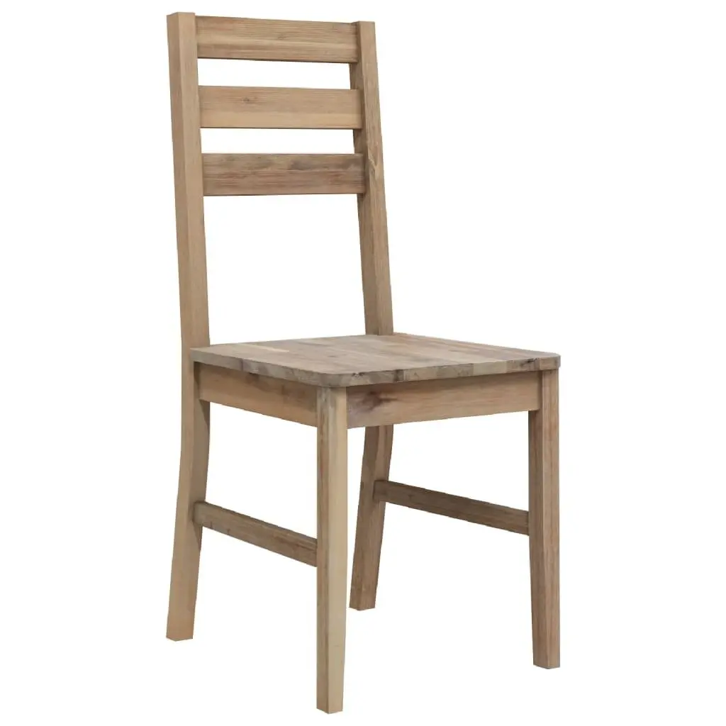 Dining Chairs 2 pcs Solid Acacia Wood Kitchen Room Furniture Brown Wooden Set
