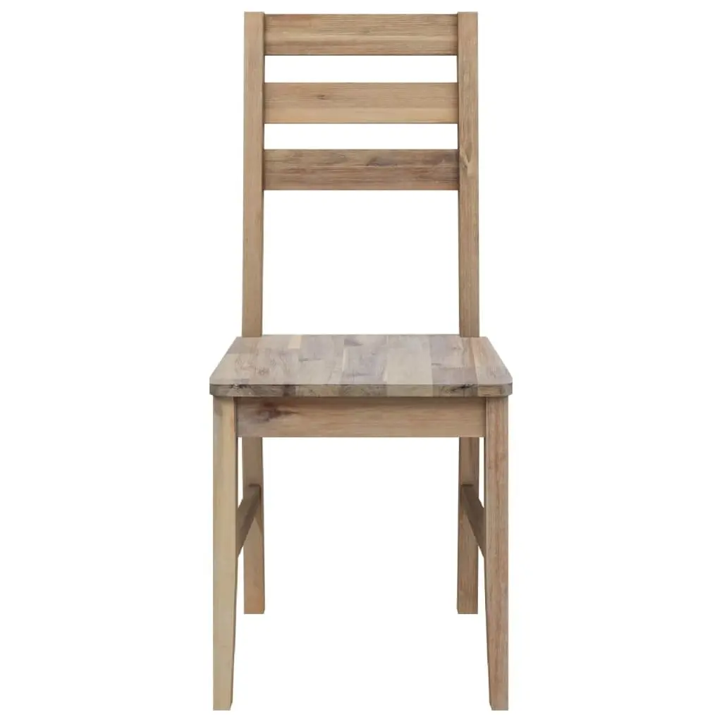 Dining Chairs 2 pcs Solid Acacia Wood Kitchen Room Furniture Brown Wooden Set