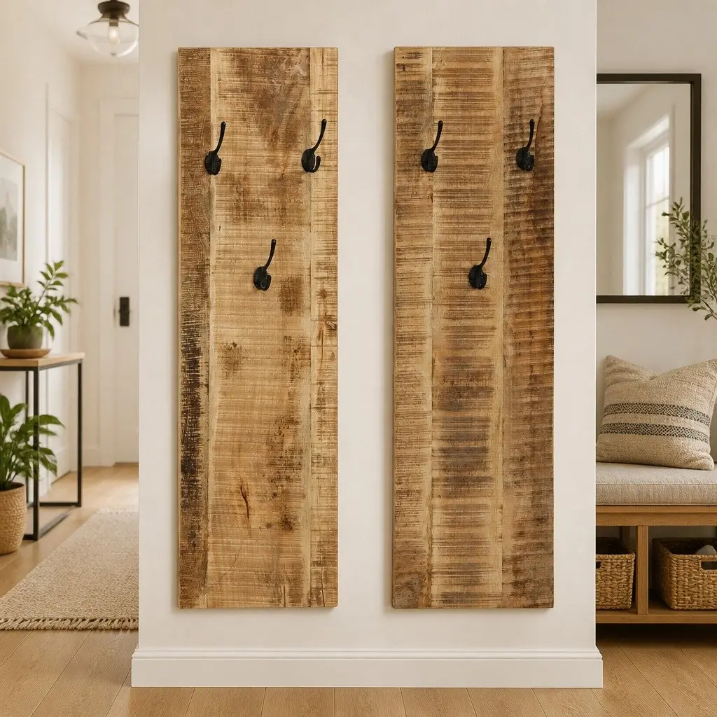 Solid Mango Wood Coat Rack Set of 2