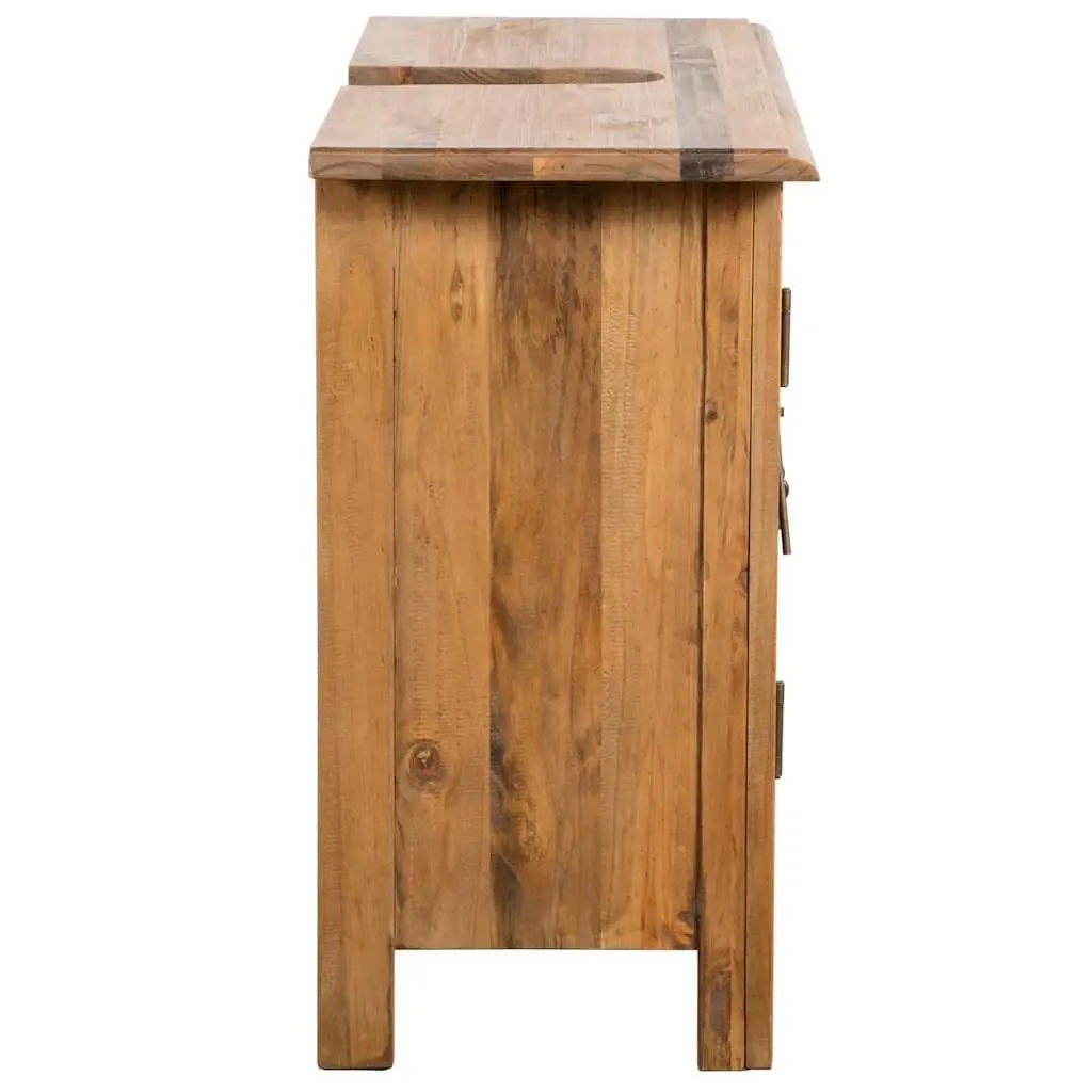 Bathroom Vanity Cabinet Retro Washbasin Storage Unit 70W x 32D x 63H cm Brown Solid Pinewood