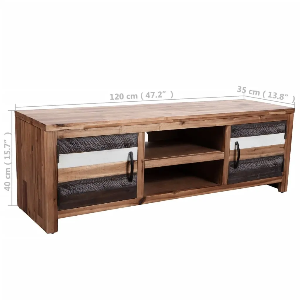 TV Cabinet Solid Acacia Wood Storage Unit 120x35x40cm Brown