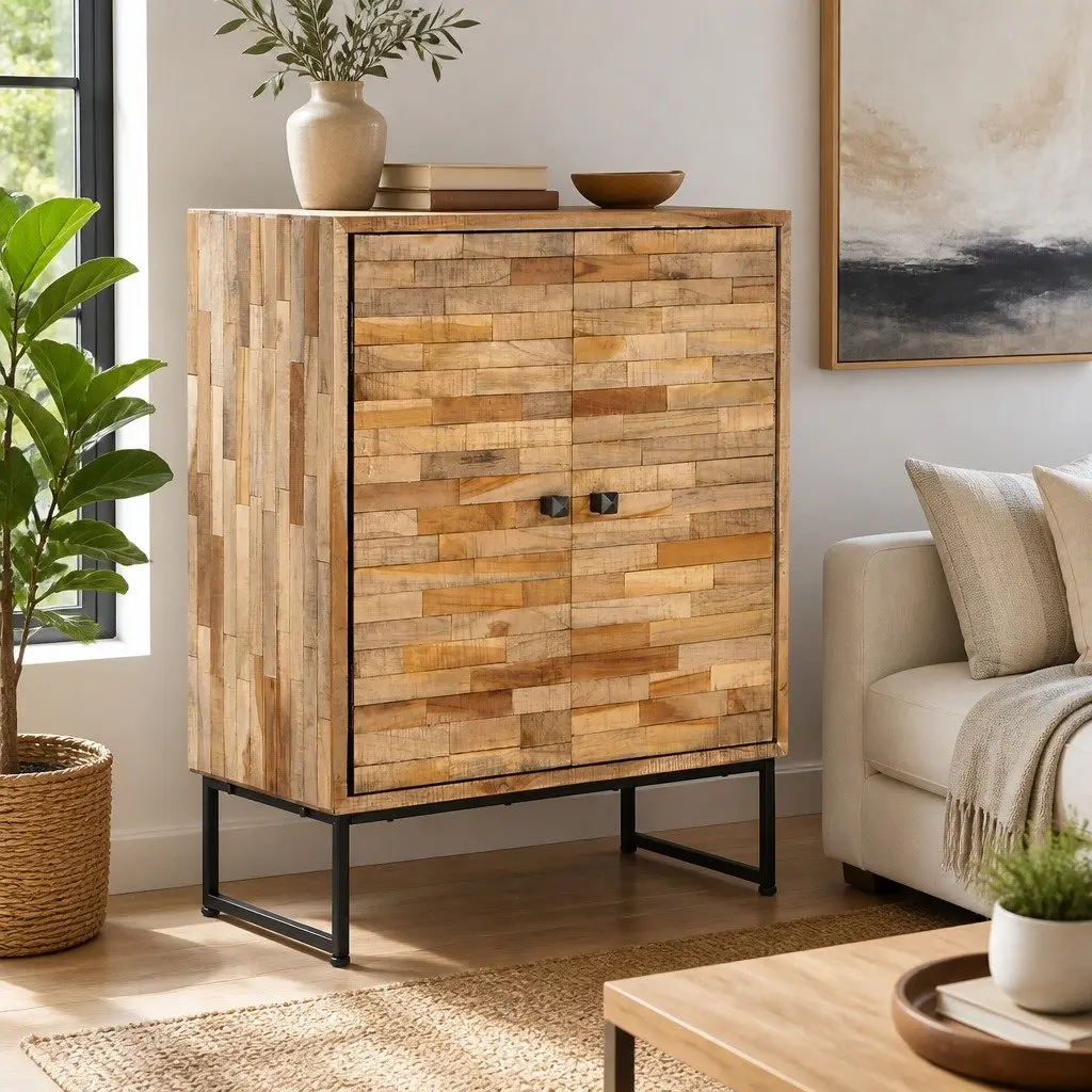 Reclaimed Teak Wood Sideboard Cabinet Storage 60 x 30 x 75 cm Brown Rustic Handmade