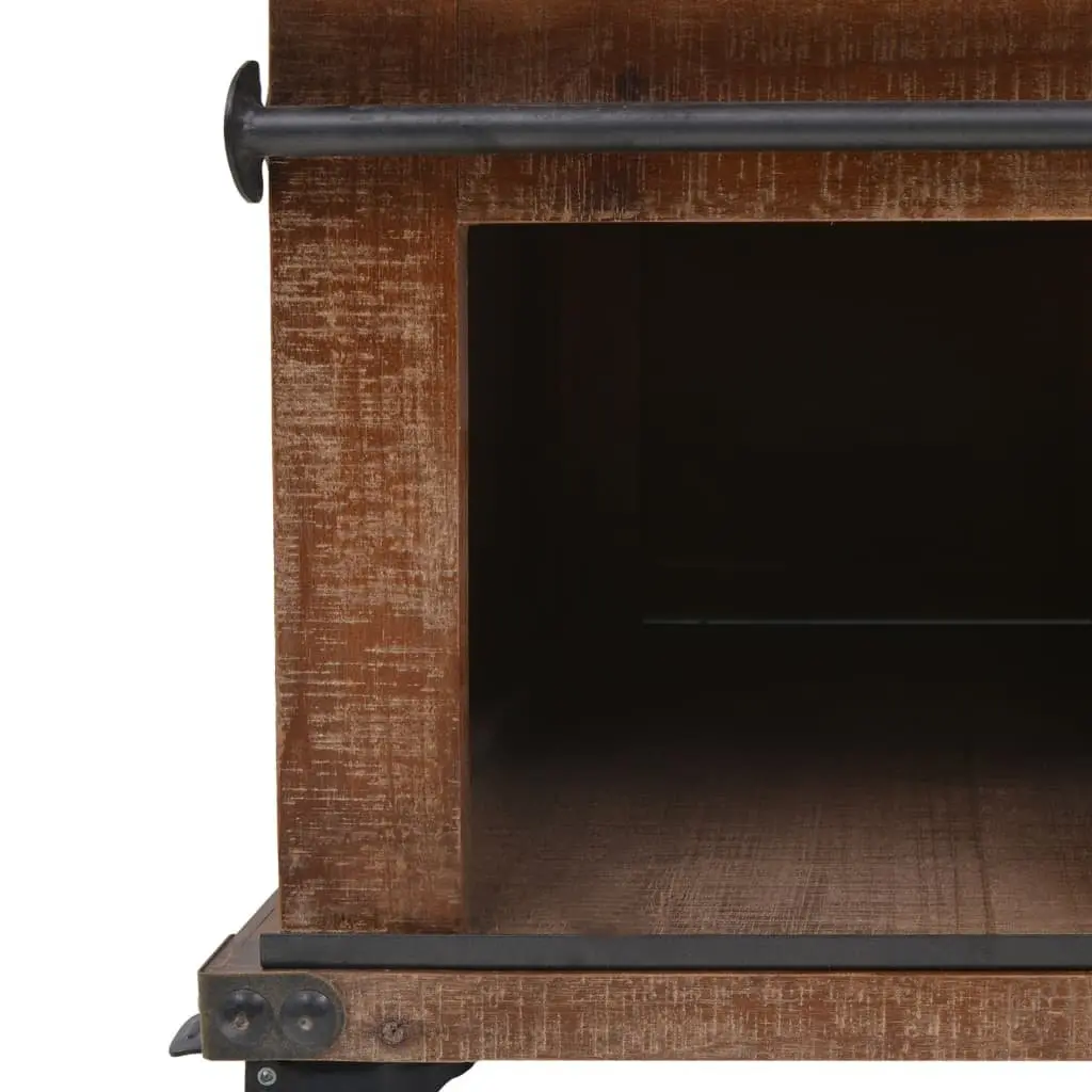Solid Fir Wood Coffee Table with Sliding Door
