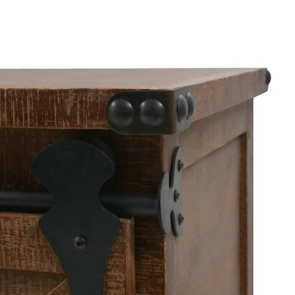 Storage Cabinet Solid Fir Wood Brown 64x33.5x75 cm Sliding Door