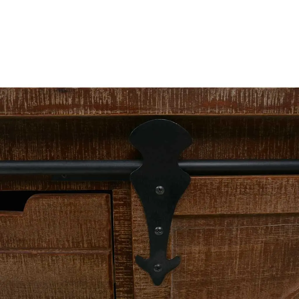 Storage Cabinet Solid Fir Wood Brown 64x33.5x75 cm Sliding Door