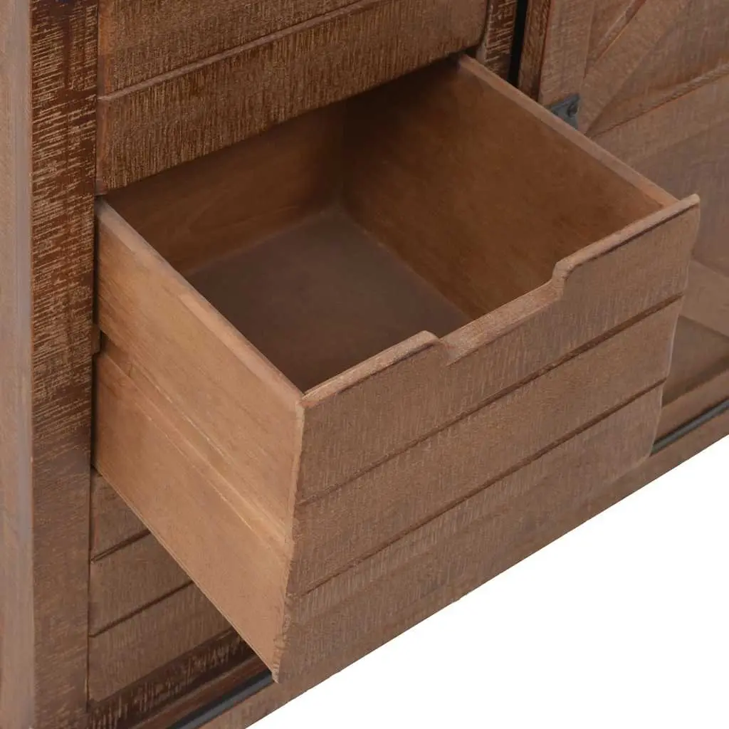 Storage Cabinet Solid Fir Wood Brown 64x33.5x75 cm Sliding Door