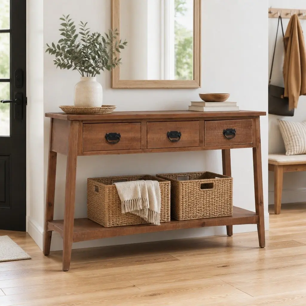 Solid Fir Wood Console Table