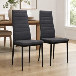 Dining Chairs Set 2 pcs Grey Fabric Kitchen Room Furniture Contemporary Design