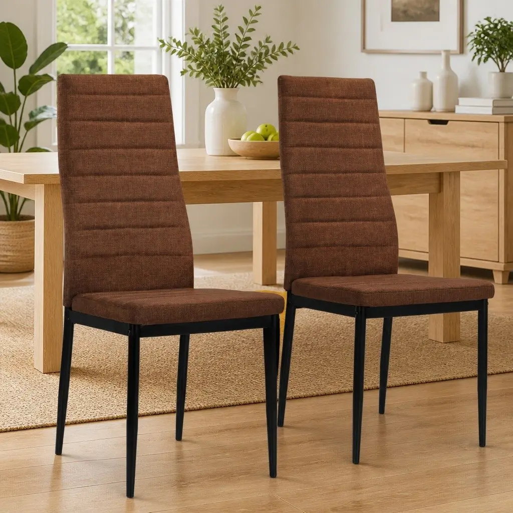 Dining Chairs Set of 2 Ergonomic Padded Brown Contemporary