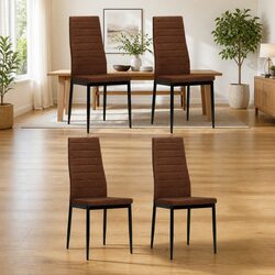 Affordable Brown Upholstered Dining Chairs Set of 4