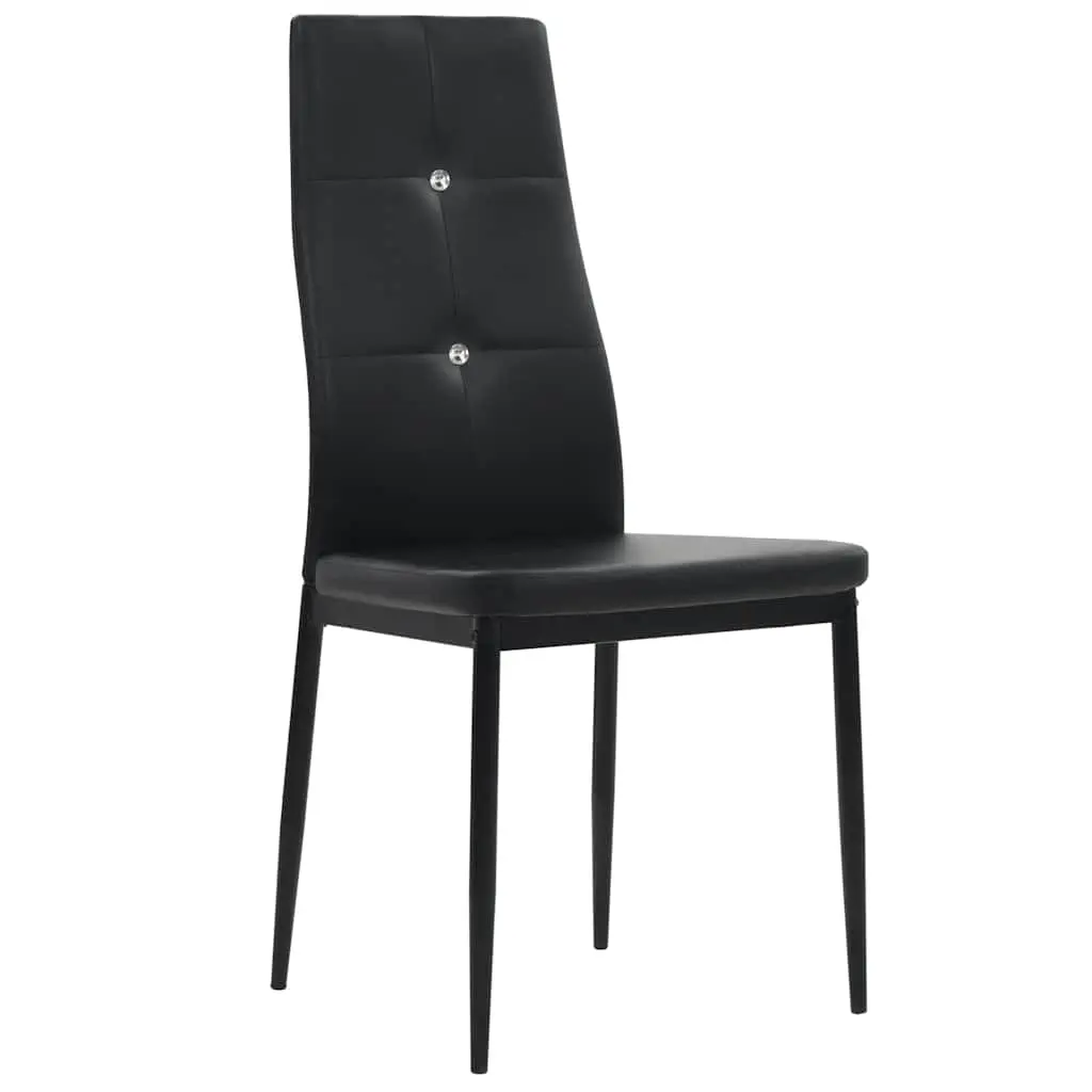 Dining Chairs 2 pcs Black Faux Leather Kitchen Room Furniture Modern Design