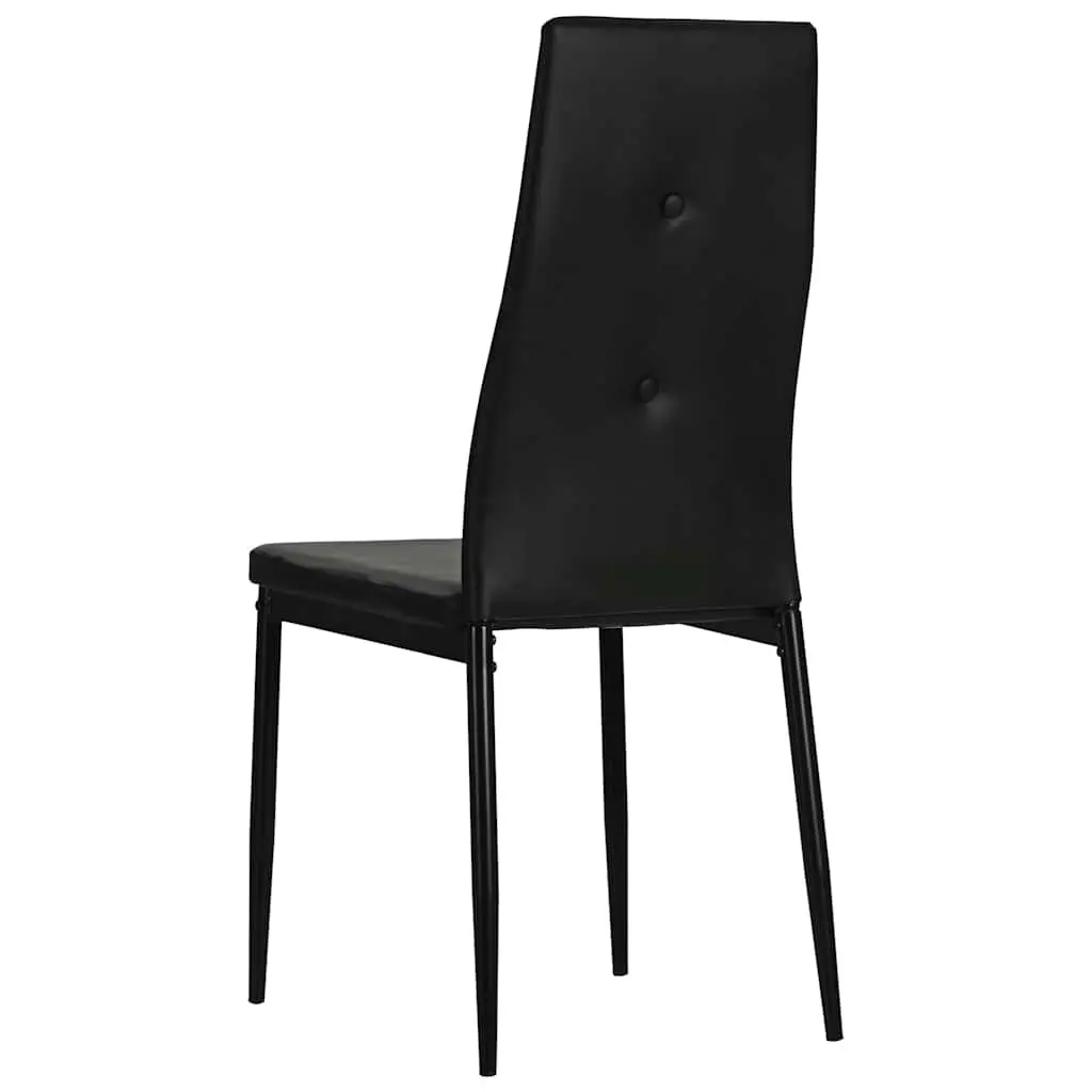 Dining Chairs 2 pcs Black Faux Leather Kitchen Room Furniture Modern Design
