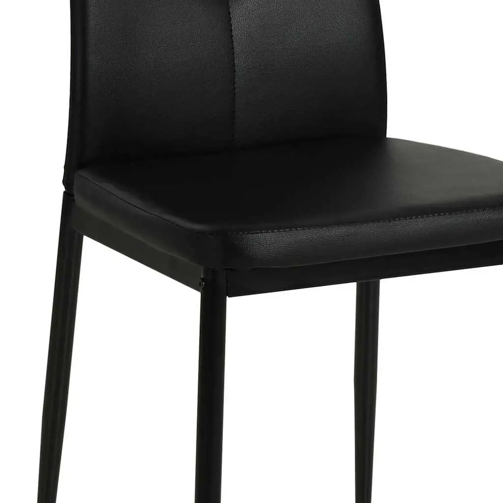 Dining Chairs 2 pcs Black Faux Leather Kitchen Room Furniture Modern Design