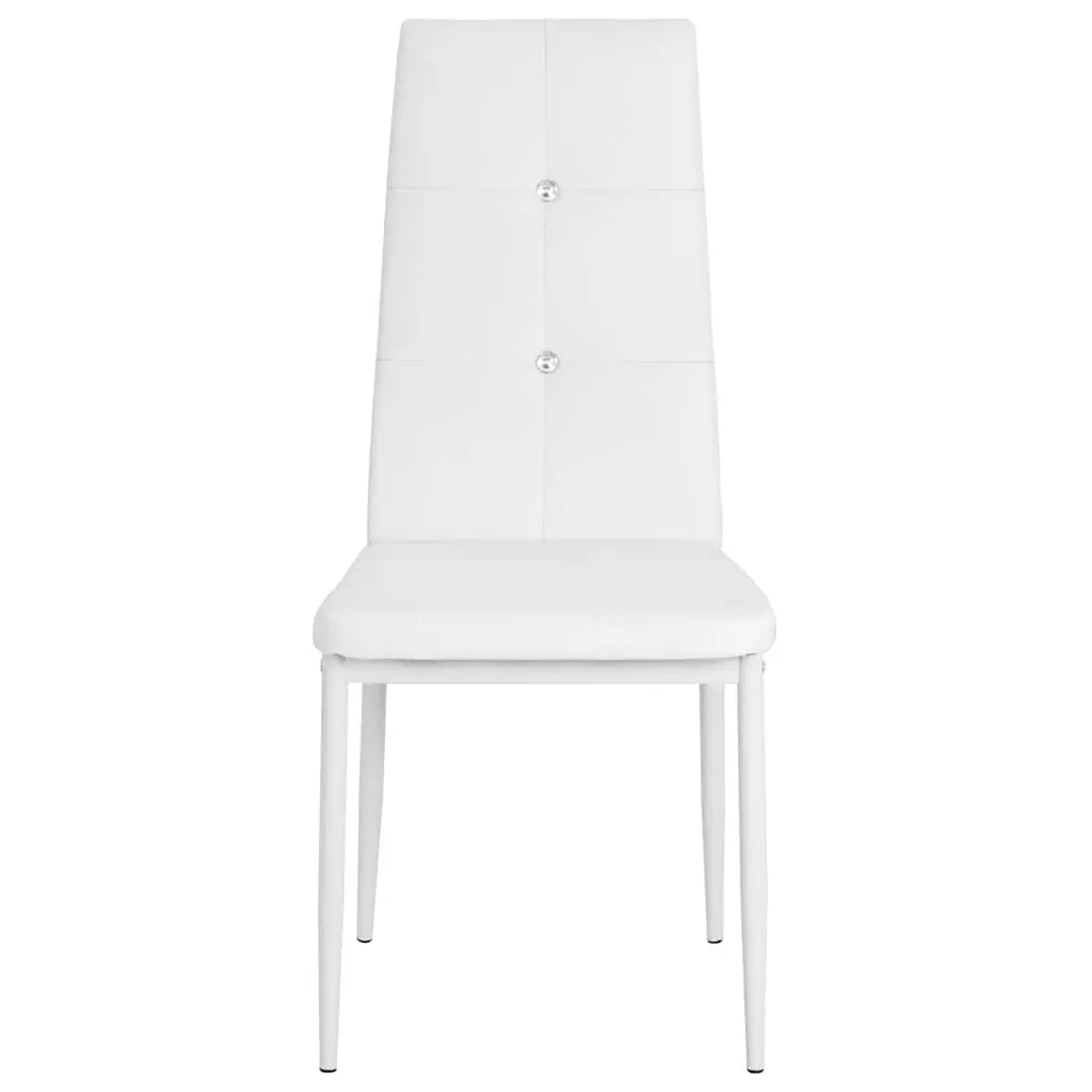 Dining Chairs 2 pcs White Faux Leather Modern Kitchen Seating Padded Backrest