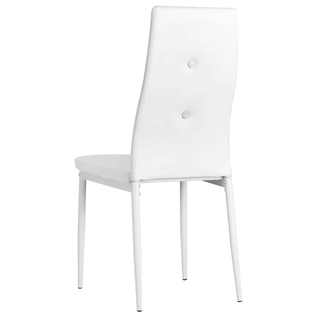 Dining Chairs 2 pcs White Faux Leather Modern Kitchen Seating Padded Backrest