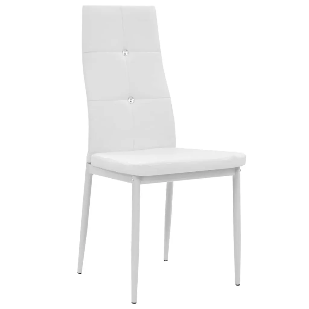 Dining Chairs Set of 4 Padded Seat Backrest White Faux Leather