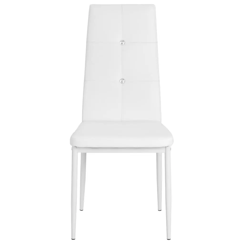 Dining Chairs Set of 4 Padded Seat Backrest White Faux Leather