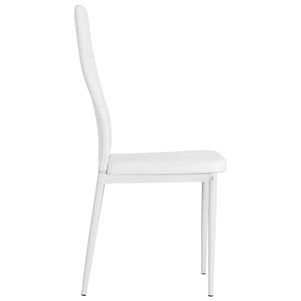 Dining Chairs Set of 4 Padded Seat Backrest White Faux Leather