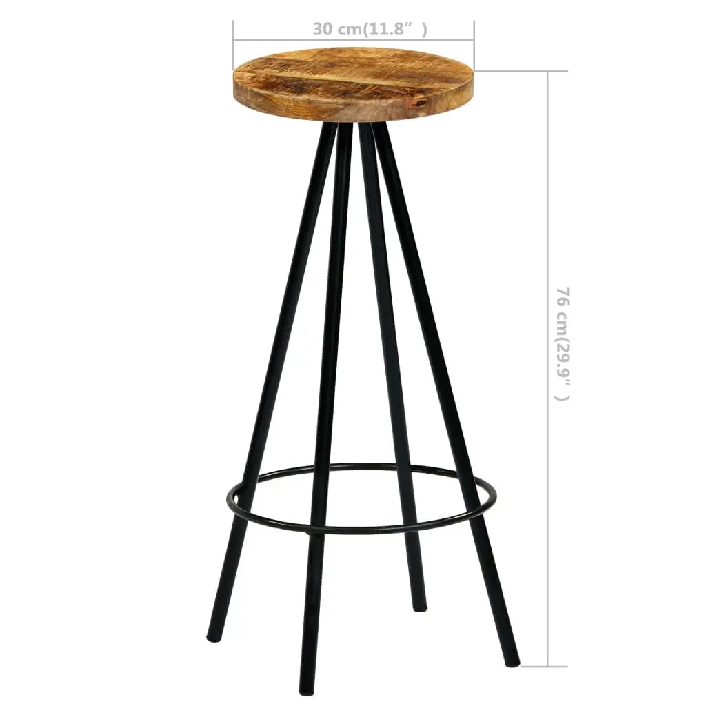 Bar Chairs 2 pcs Solid Mango Wood Bar Stools Kitchen Dining Industrial Seating