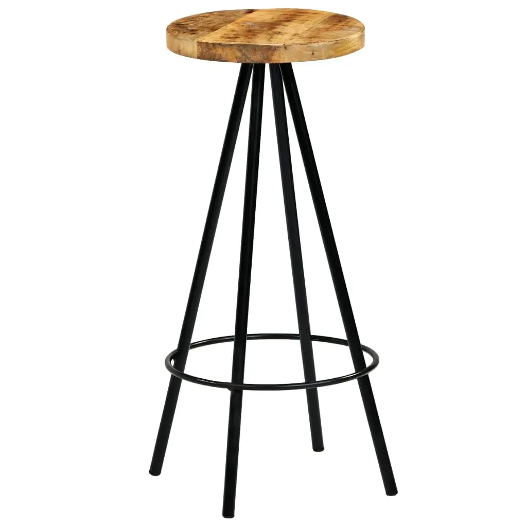 Bar Chairs 2 pcs Solid Mango Wood Bar Stools Kitchen Dining Industrial Seating