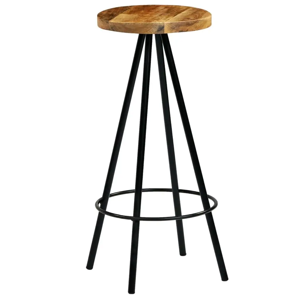 Bar Chairs 2 pcs Solid Mango Wood Bar Stools Kitchen Dining Industrial Seating
