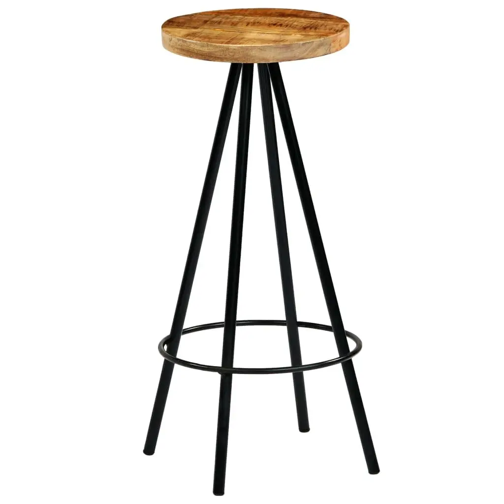 Bar Chairs 2 pcs Solid Mango Wood Bar Stools Kitchen Dining Industrial Seating
