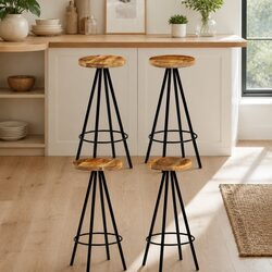 4 Unique Bar Stools Made from Solid Mango Wood