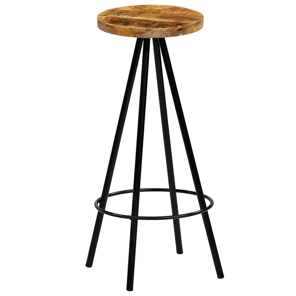 Bar Stools Solid Mango Wood Kitchen Dining Breakfast Counter 4 pcs Brown