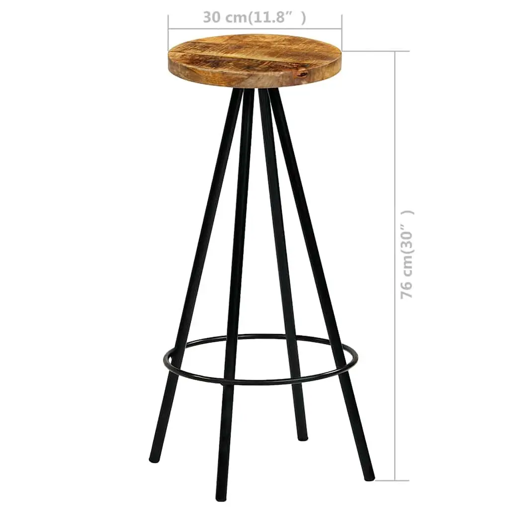 Bar Stools Solid Mango Wood Kitchen Dining Breakfast Counter 4 pcs Brown