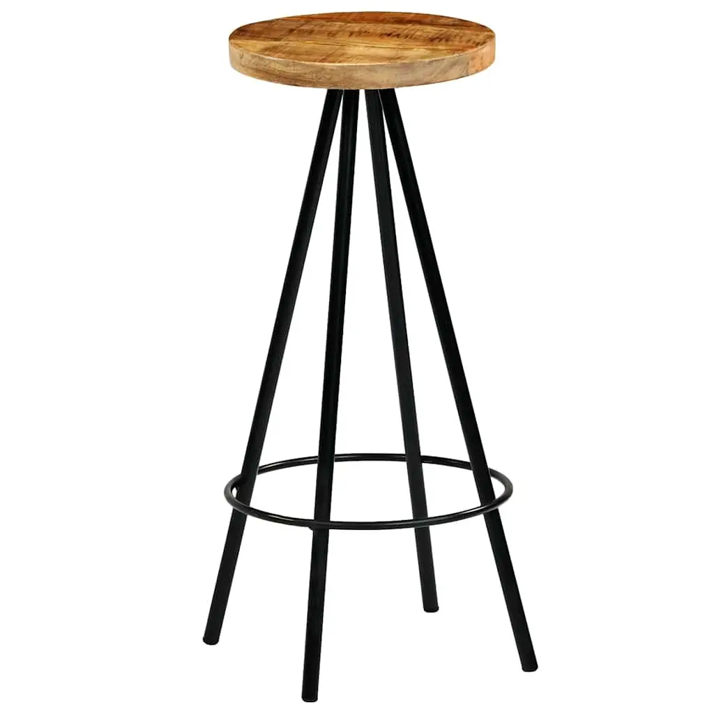 Bar Stools Solid Mango Wood Kitchen Dining Breakfast Counter 4 pcs Brown