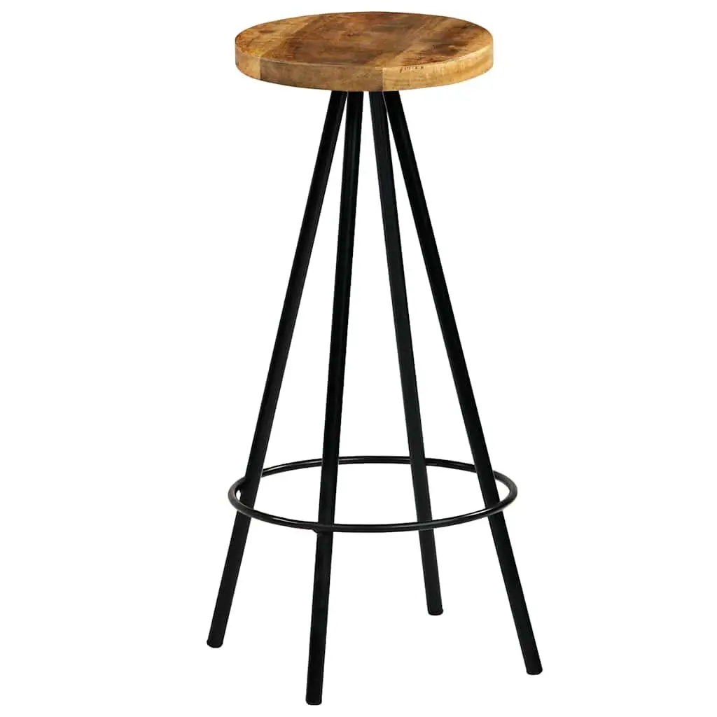 Bar Stools Solid Mango Wood Kitchen Dining Breakfast Counter 4 pcs Brown