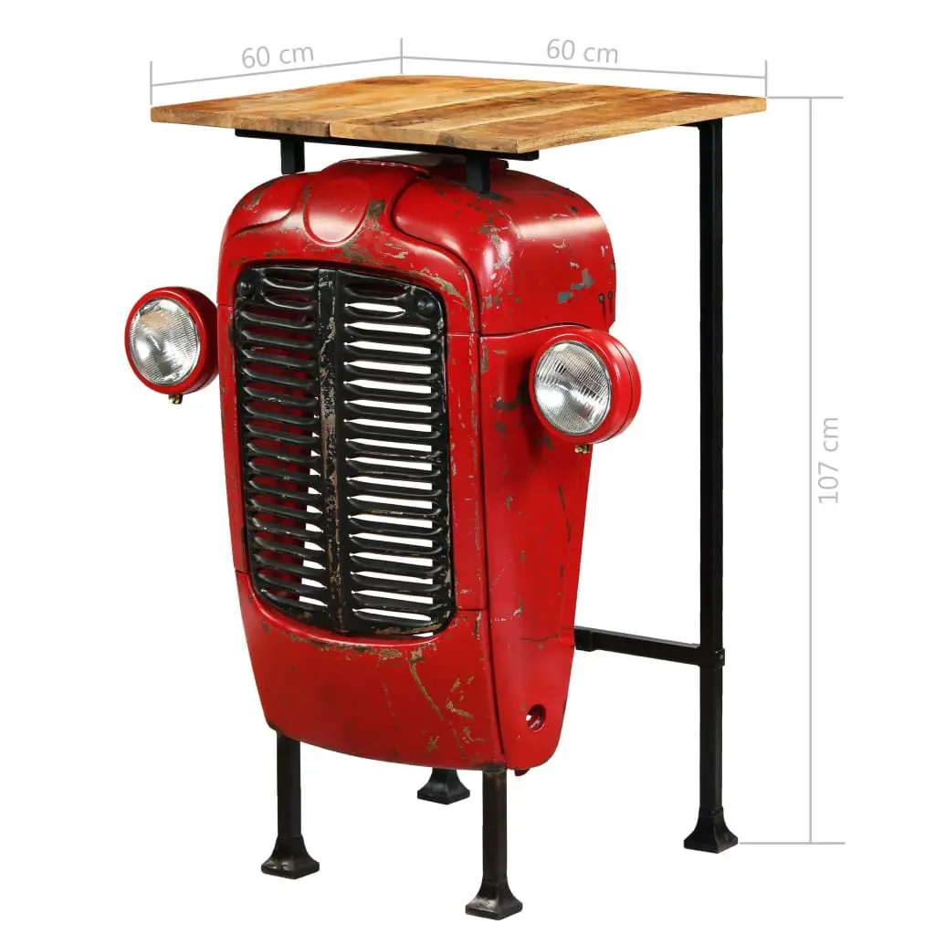 Bar Set 3 Piece Solid Mango Wood Industrial Tractor Design Kitchen Dining
