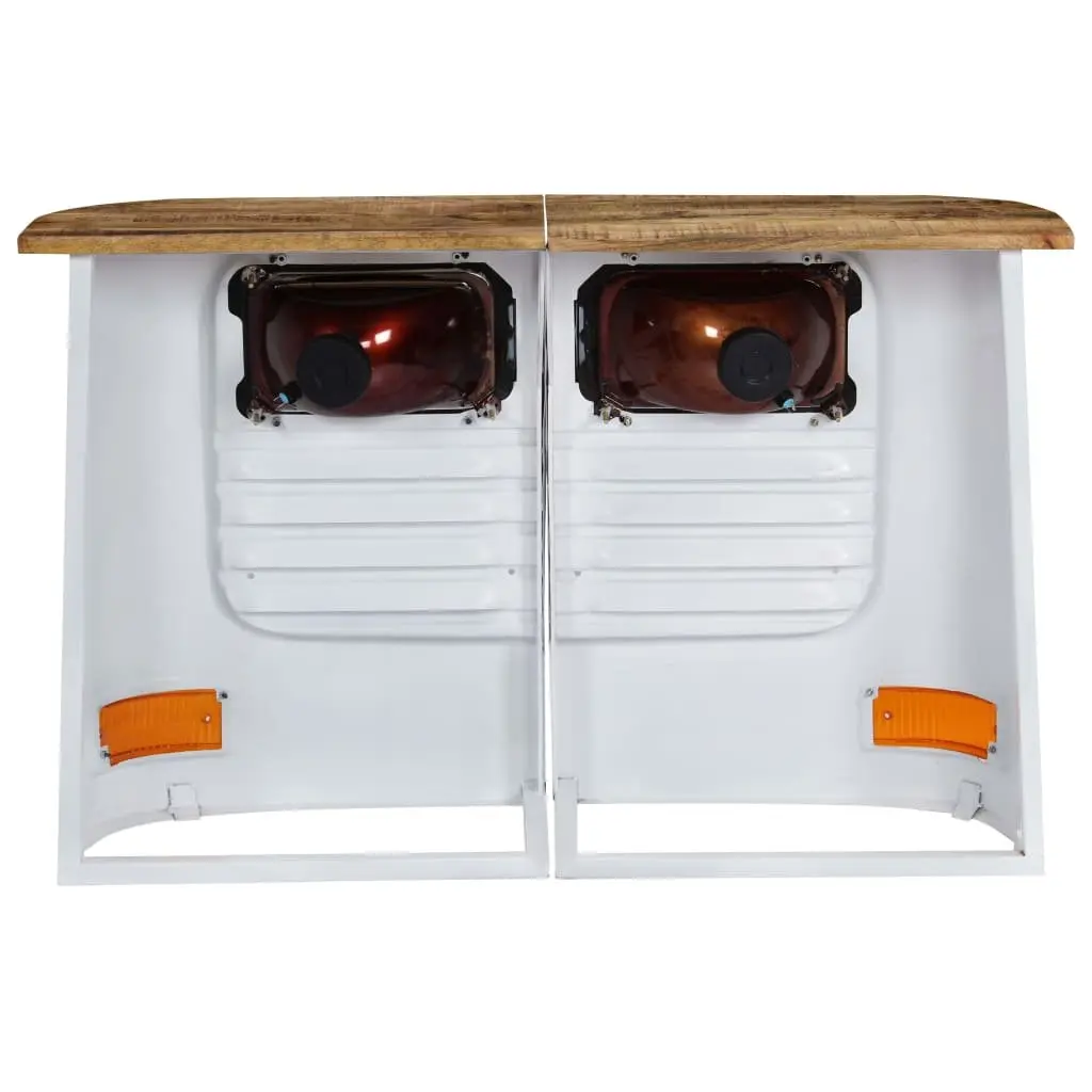 Sideboard Storage Cabinet Solid Mango Wood Industrial Rustic Style White