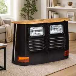 Truck Sideboard Storage Cabinet Solid Mango Wood Grey Industrial Rustic Style