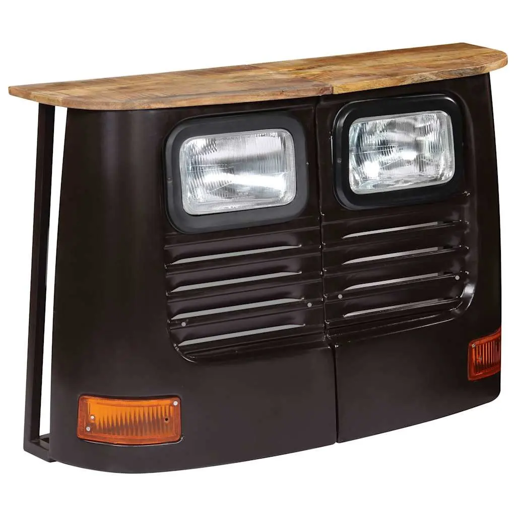 Truck Sideboard Storage Cabinet Solid Mango Wood Grey Industrial Rustic Style