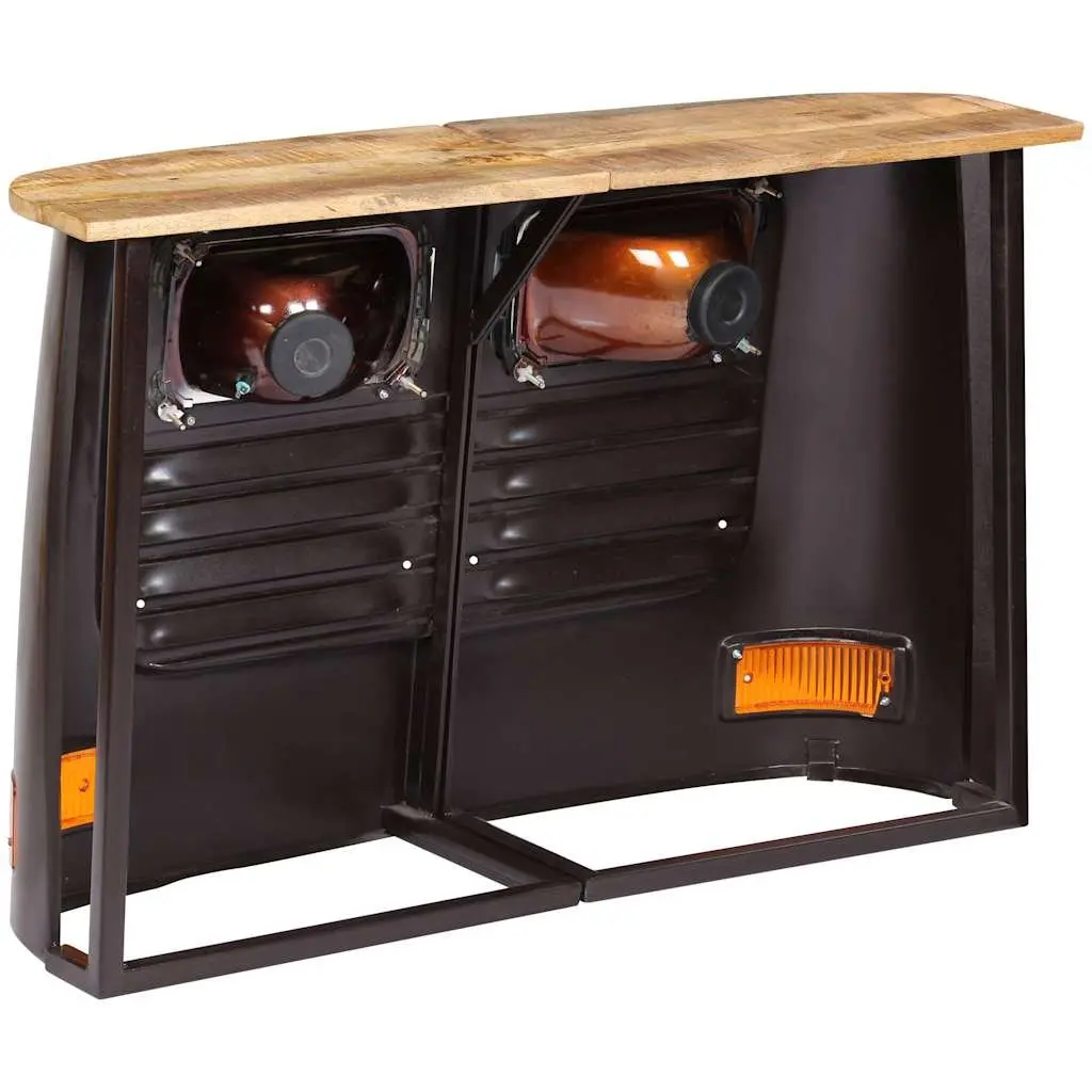 Truck Sideboard Storage Cabinet Solid Mango Wood Grey Industrial Rustic Style
