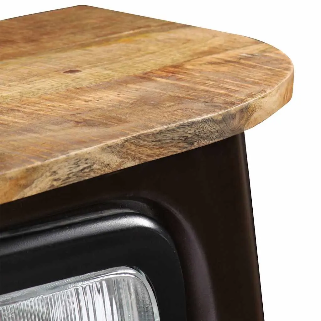 Truck Sideboard Storage Cabinet Solid Mango Wood Grey Industrial Rustic Style
